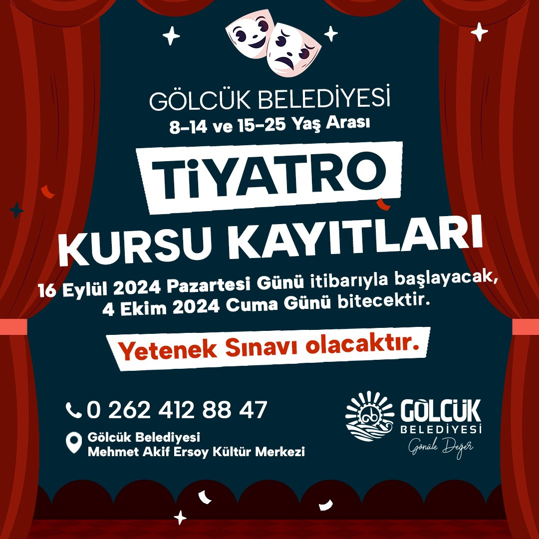 GÖLCÜK BELEDİYESİ TİYATRO KURSU KAYITLARI BAŞLADI