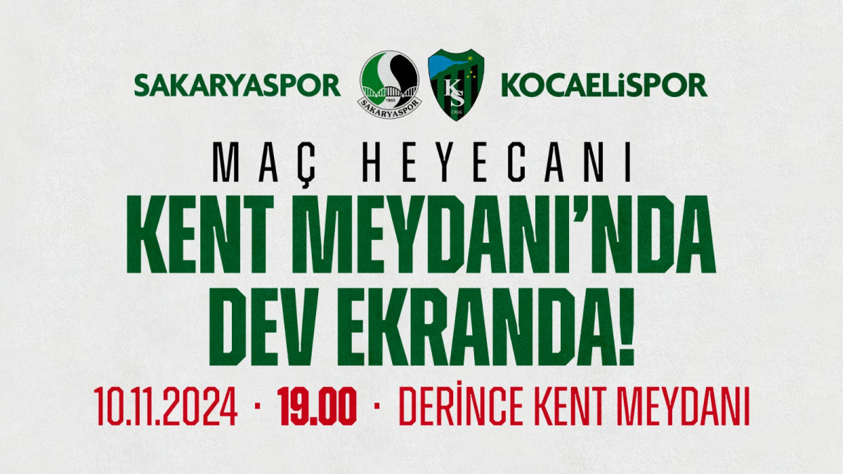 KOCAELİSPOR MAÇI DERİNCE’DE  DEV EKRANDA YAYINLANACAK